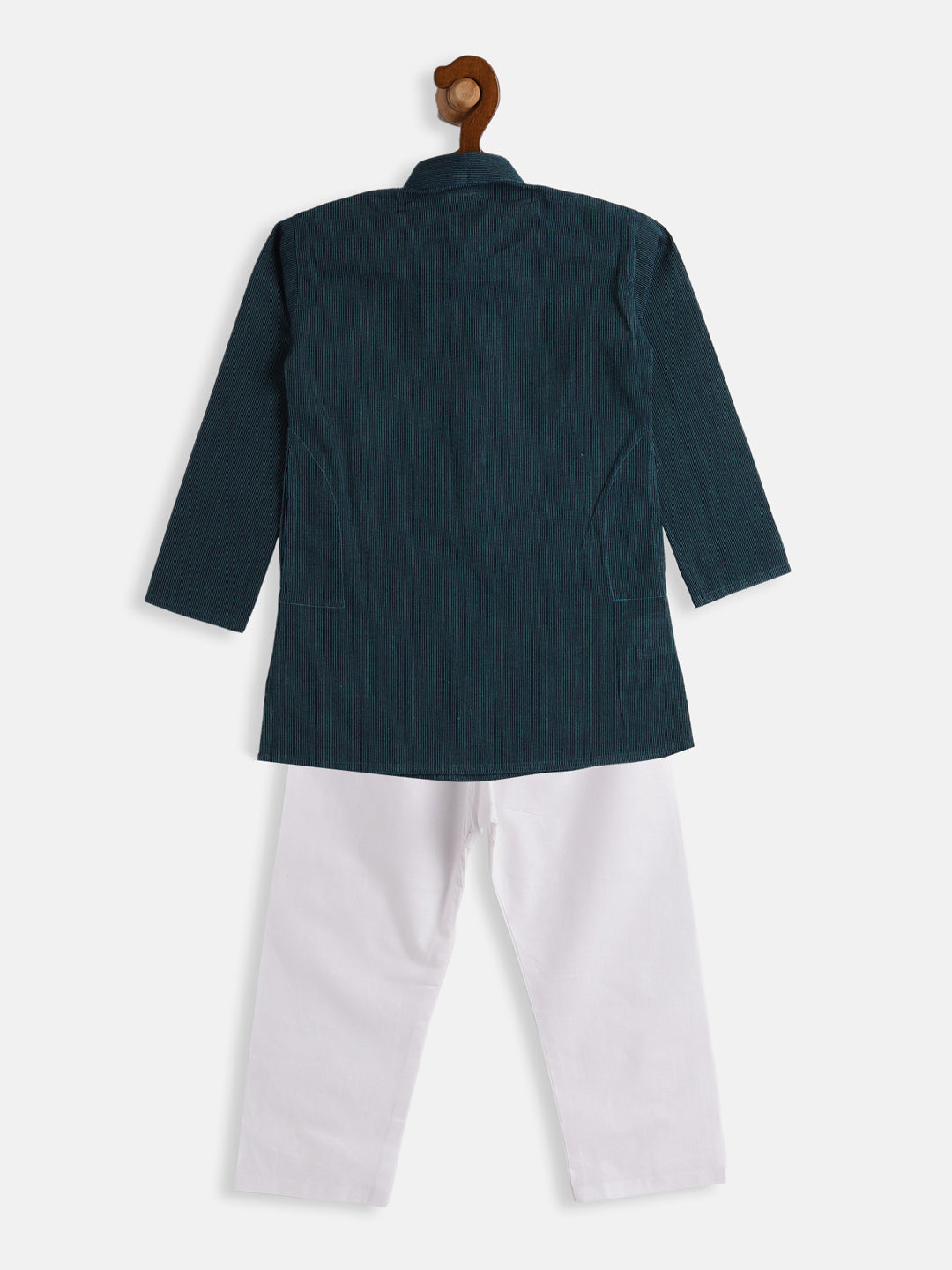 VASTRAMAY Boys Blue and White Pure Cotton Kurta Pyjama Set - qivii