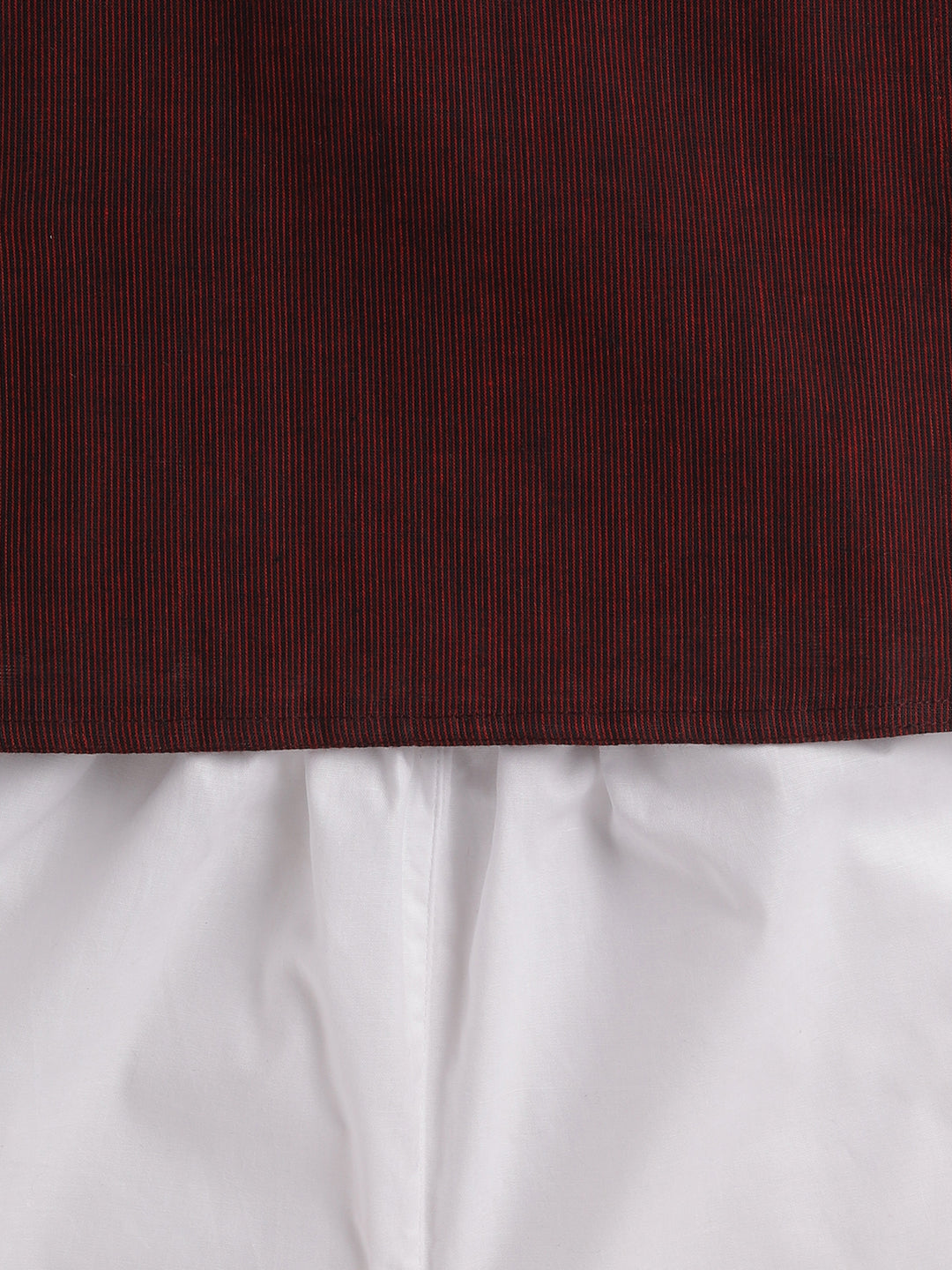 VASTRAMAY Boys Maroon And White Pure Cotton Kurta Pyjama Set - qivii