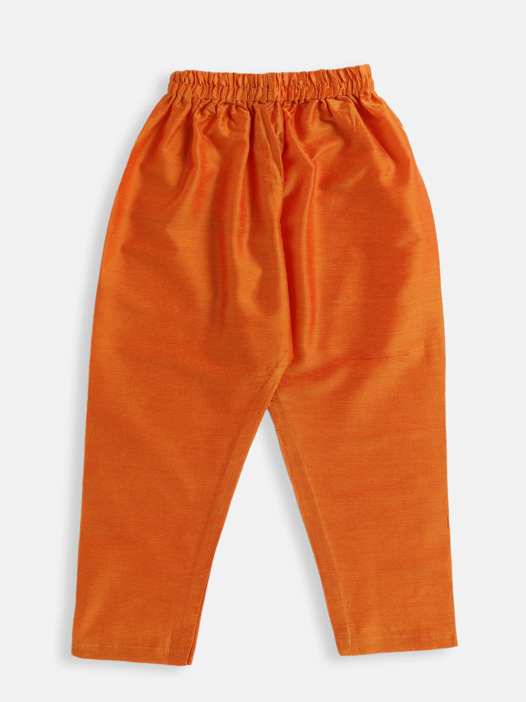 VASTRAMAY Boys Orange Cotton Blend Kurta Pyjama Set