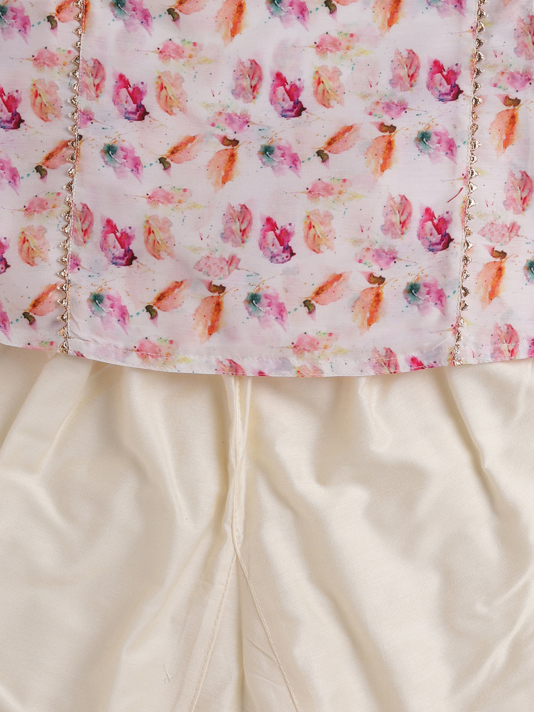 VASTRAMAY Boys Multicolor-Base-White Cotton Blend Kurta Pyjama Set - qivii