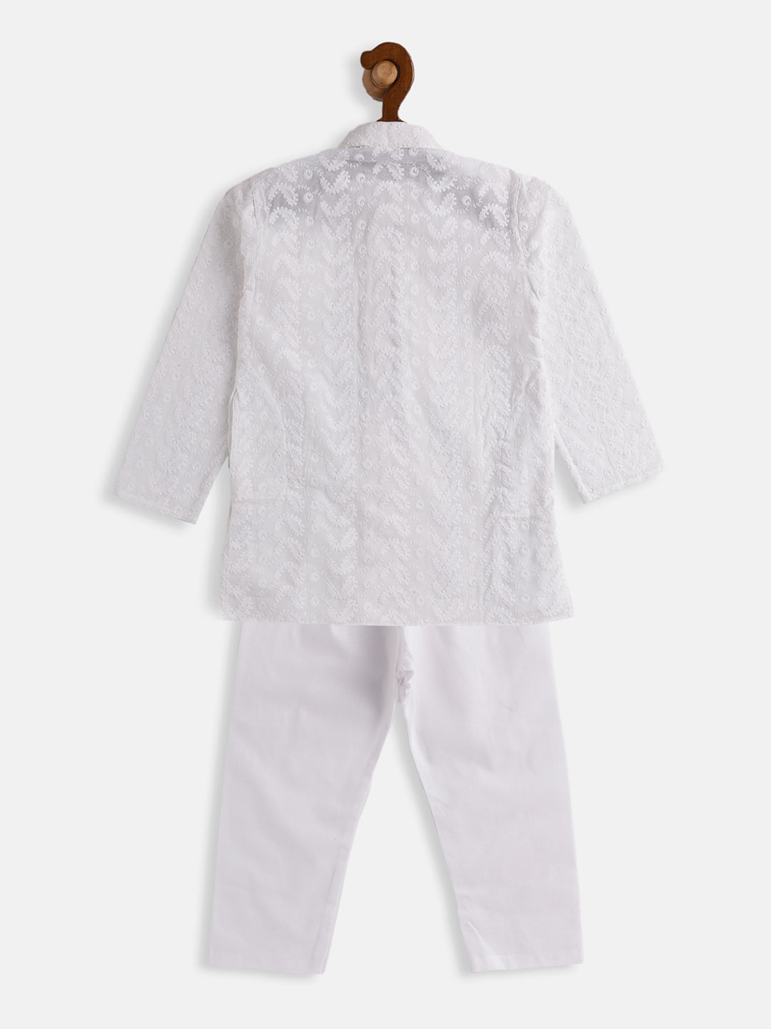 VASTRAMAY Boys White Pure Cotton Kurta Pyjama Set - qivii