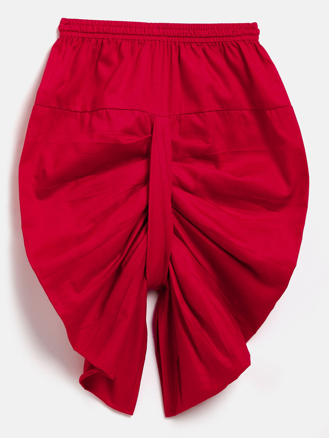 VASTRAMAY SISHU Boy's Navy Blue Floral Motif Embroidered Kurta and Red Dhoti Set - qivii