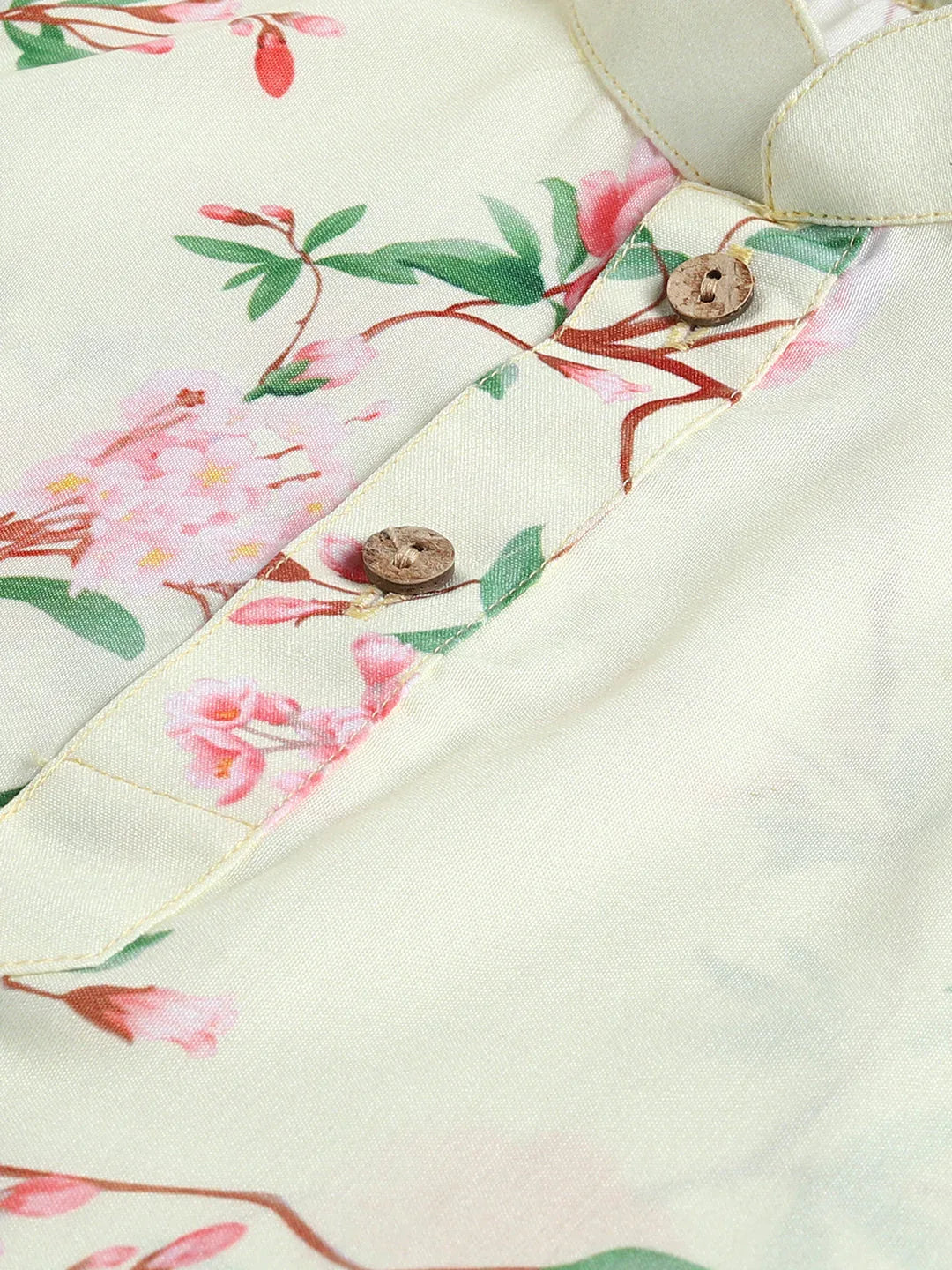 Boy's' Yellow Floral Printed Cotton Kurta Pyjama Set