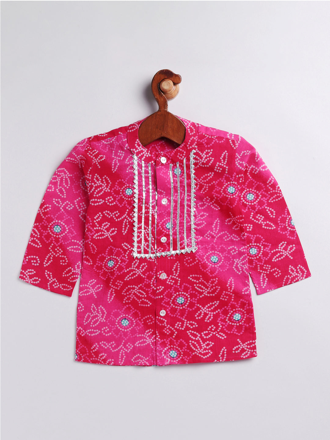 Vastramay Infant Boys Pink And White Cotton Kurta Pyjama Set