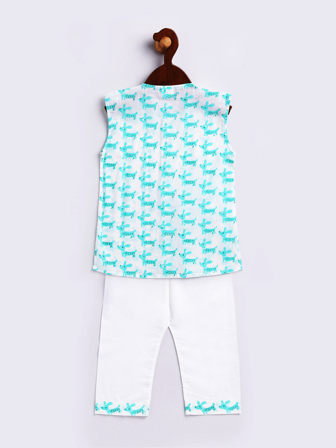 Vastramay Infant Boys Aqua Cotton Kurta Pyjama Set