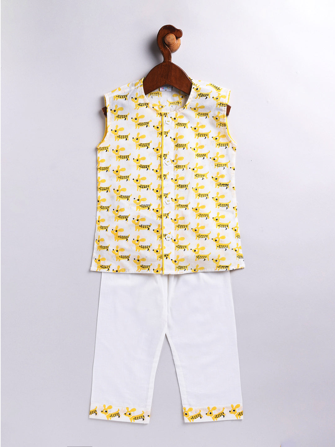 Vastramay Infant Boys Yellow Cotton Kurta Pyjama Set