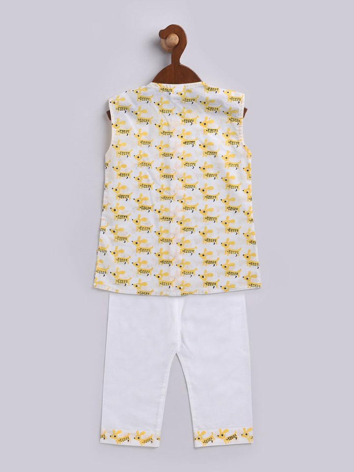 Vastramay Infant Boys Yellow Cotton Kurta Pyjama Set