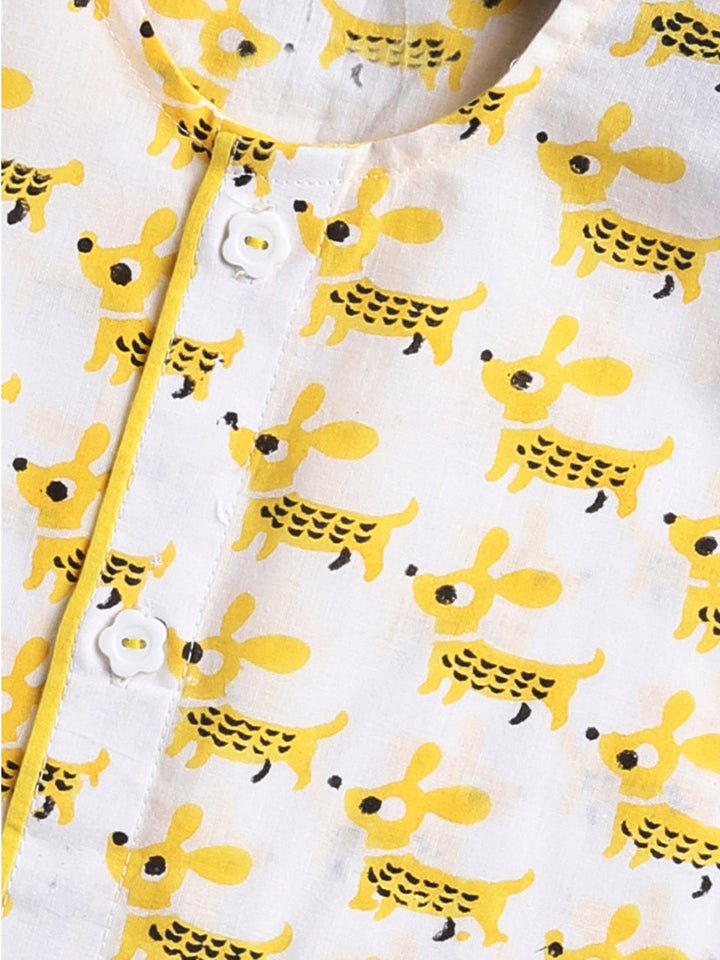 Vastramay Infant Boys Yellow Cotton Kurta Pyjama Set