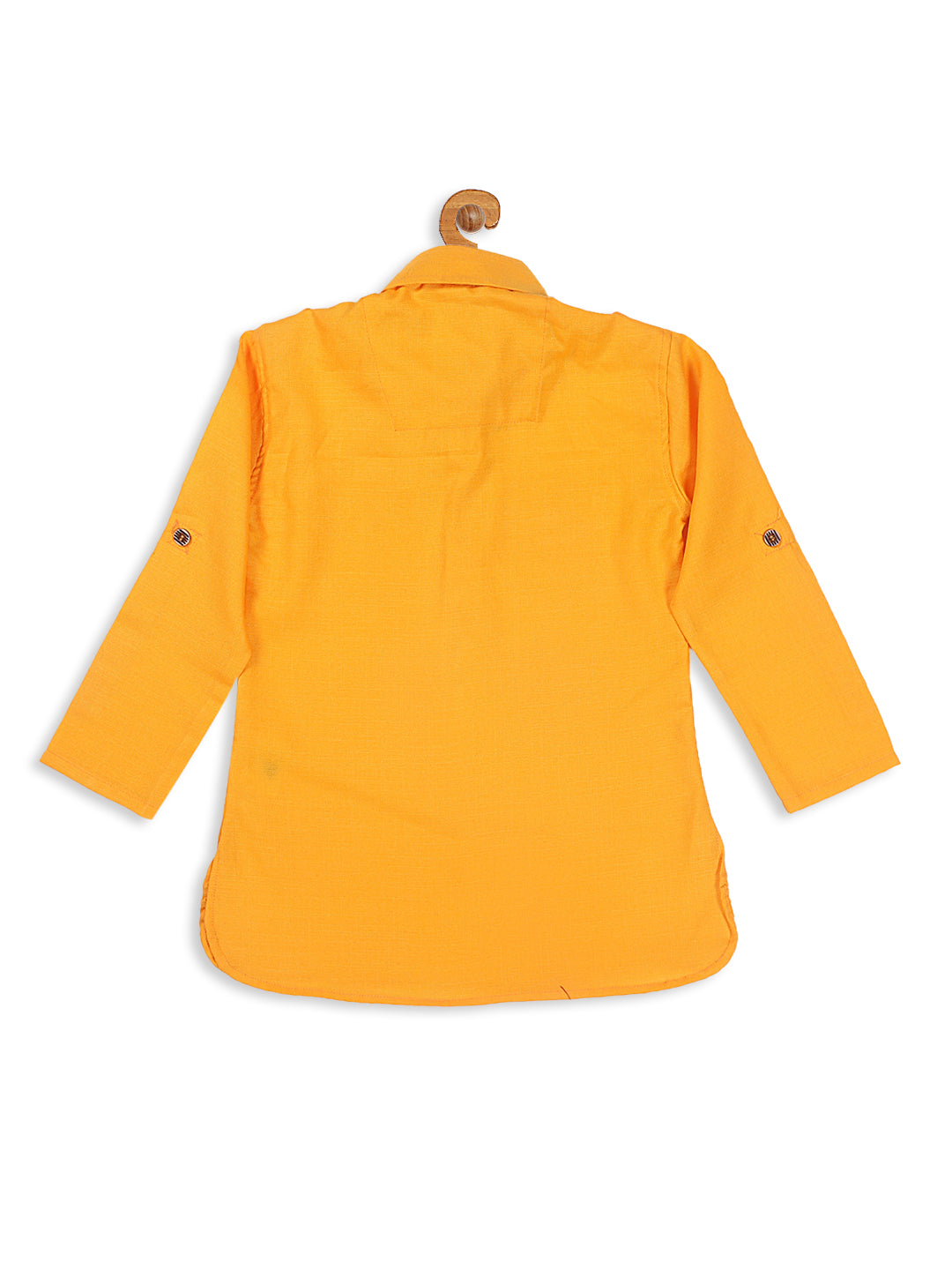 VASTRAMAY Boy's Yellow Pathani Shape Kurta