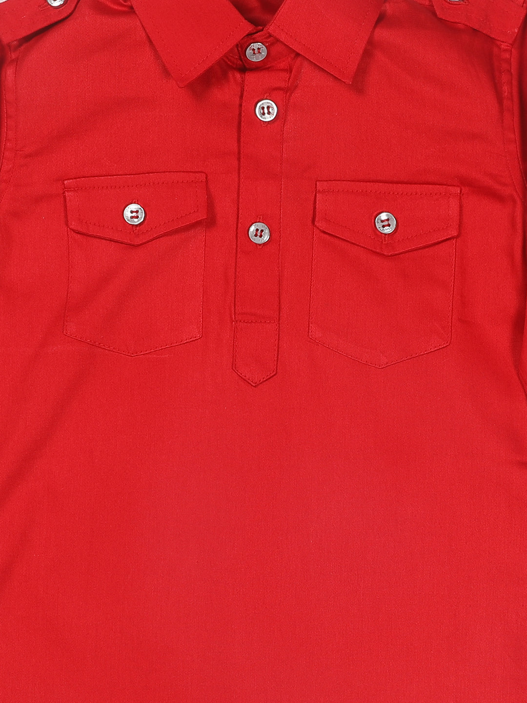 VASTRAMAY SISHU Boy's Red Pure Cotton Pathani Styl Kurta With Pyjama Set - qivii