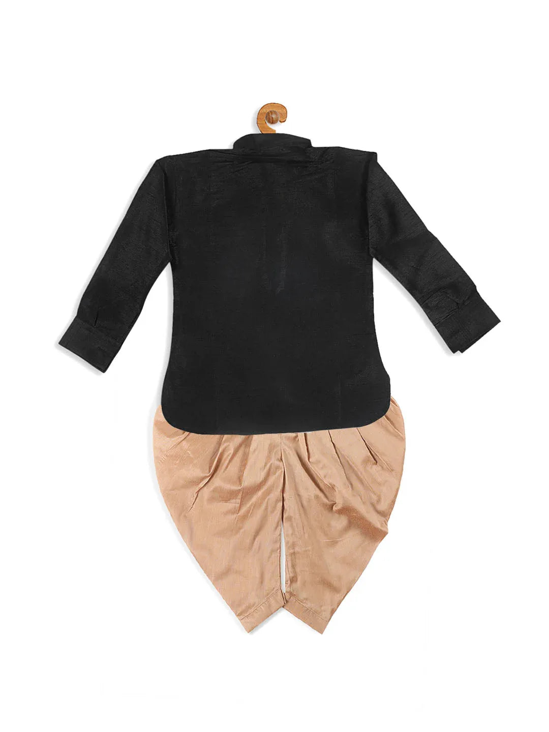 Sishu Boy's Black & Rose Gold-Toned Kurta With Dhoti Pant Set