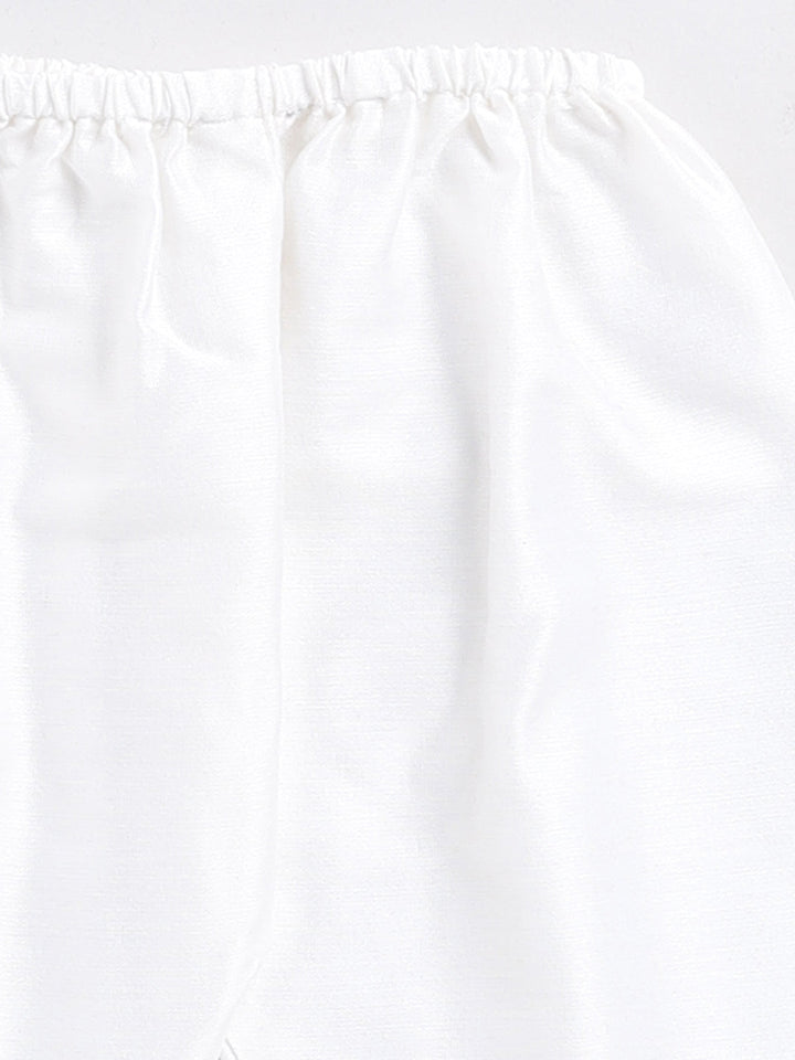 VASTRAMAY Girls White Cotton Flock and Dhoti Set