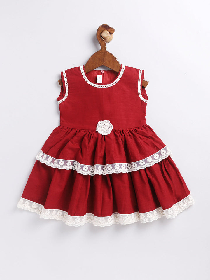 VASTRAMAY Girls' Maroon Dress