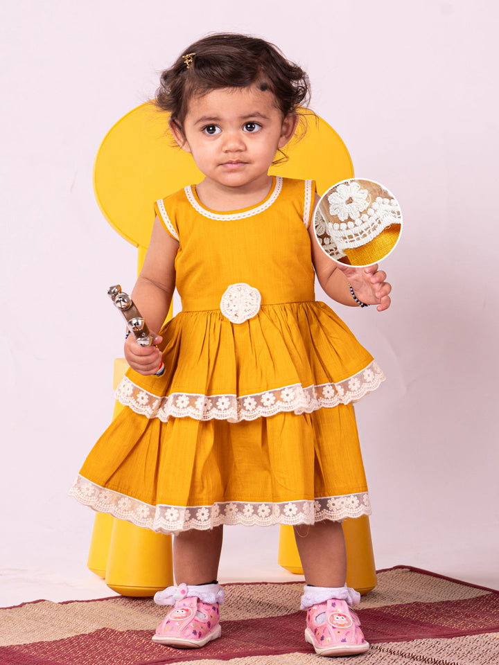 VASTRAMAY Girls' Mustard Dress