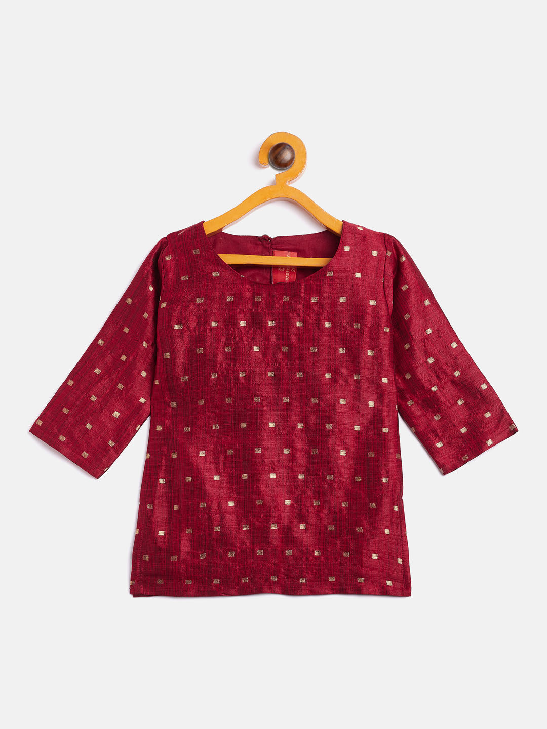 VASTRAMAY SISHU Girls' Maroon Zari Kurta And Maroon Sharara Set