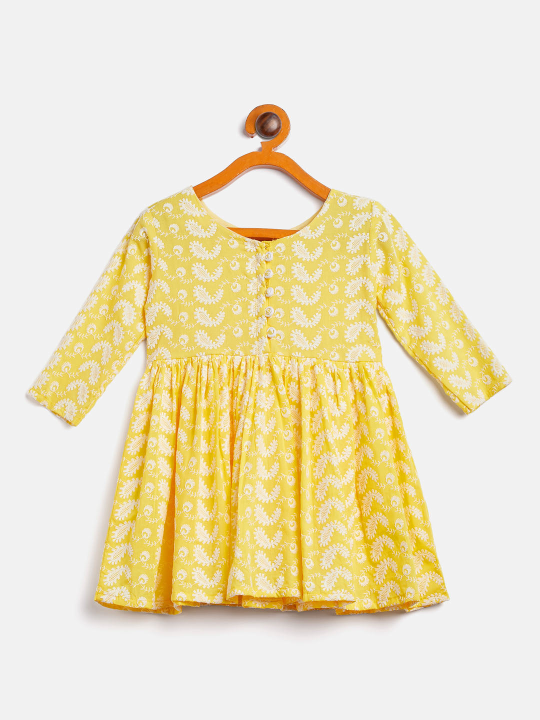 VASTRAMAY SISHU Girl's Mustard Chikankari Kurta Leggings Set - qivii