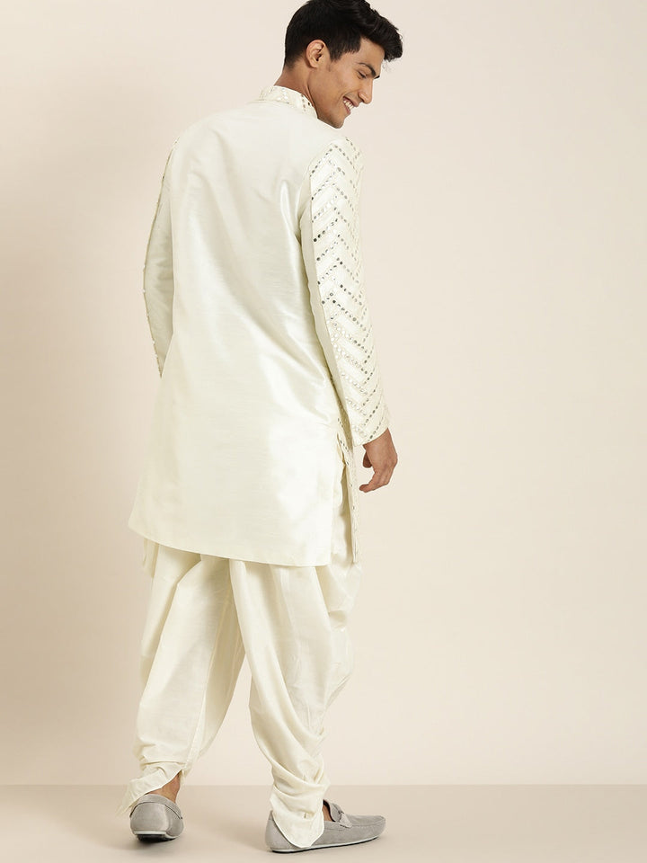 SHRESTHA By VASTRAMAY Men's Cream Indo western Sherwani With Dhoti Set