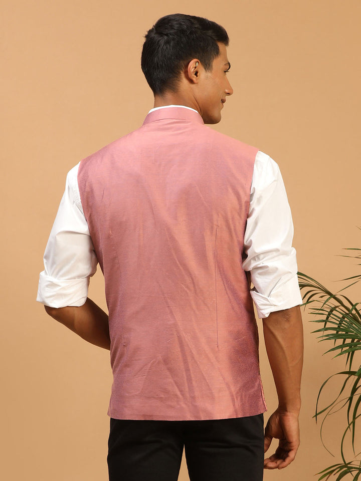 Vastramay Men's Onion Pink Mirror Jacket