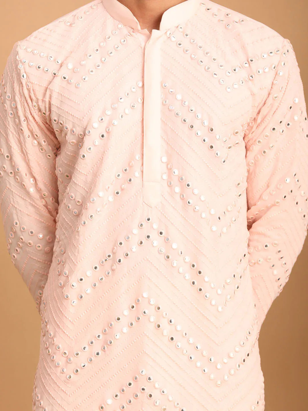 Men's Pink Mirror Kurta Pant Set