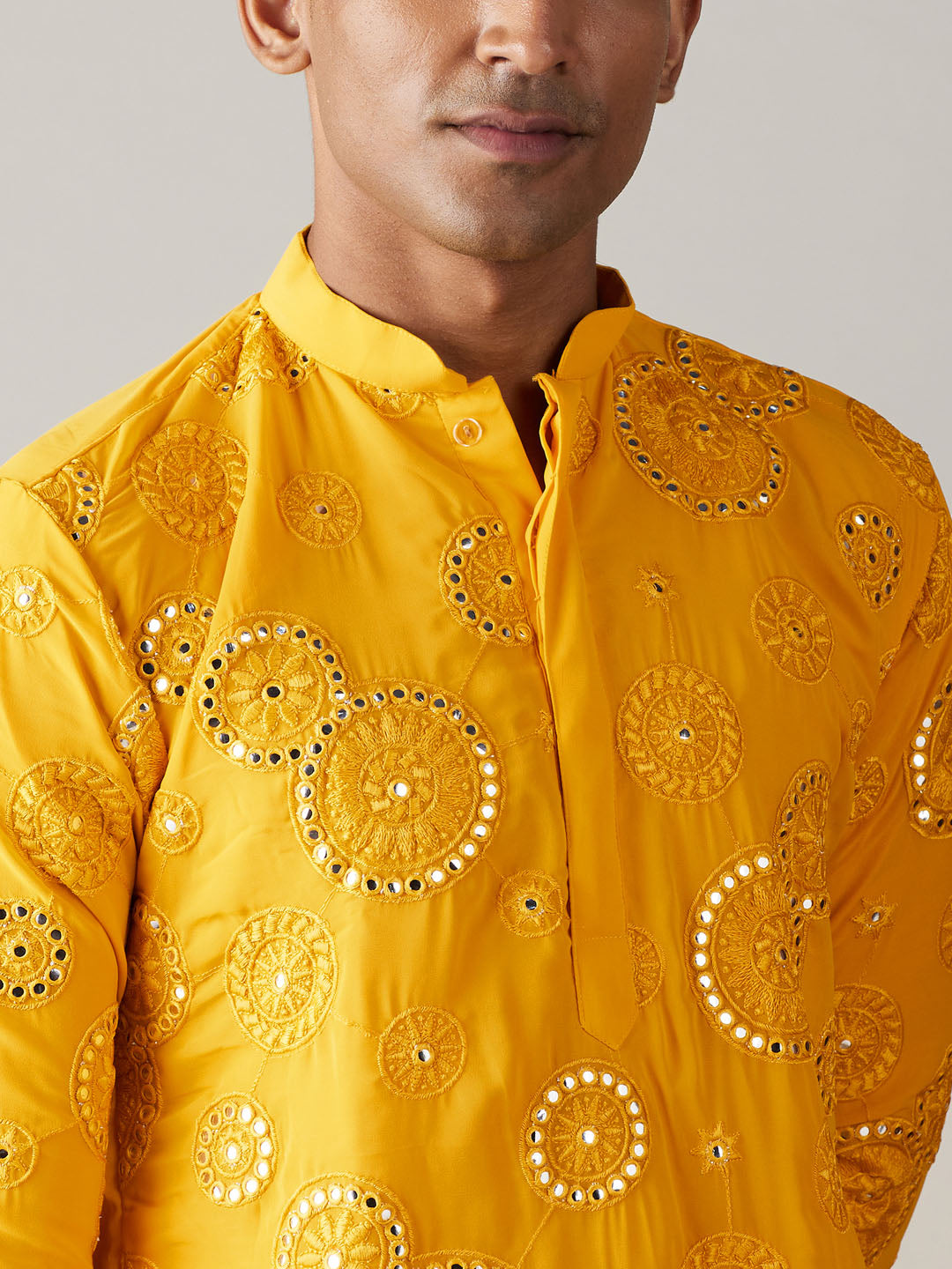 Vastramay Men's Yellow Embroidered Kurta Patiala Set