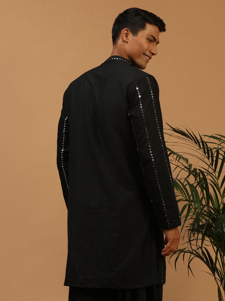 SHRESTHA By VASTRAMAY Men's Black Mirror Kurta