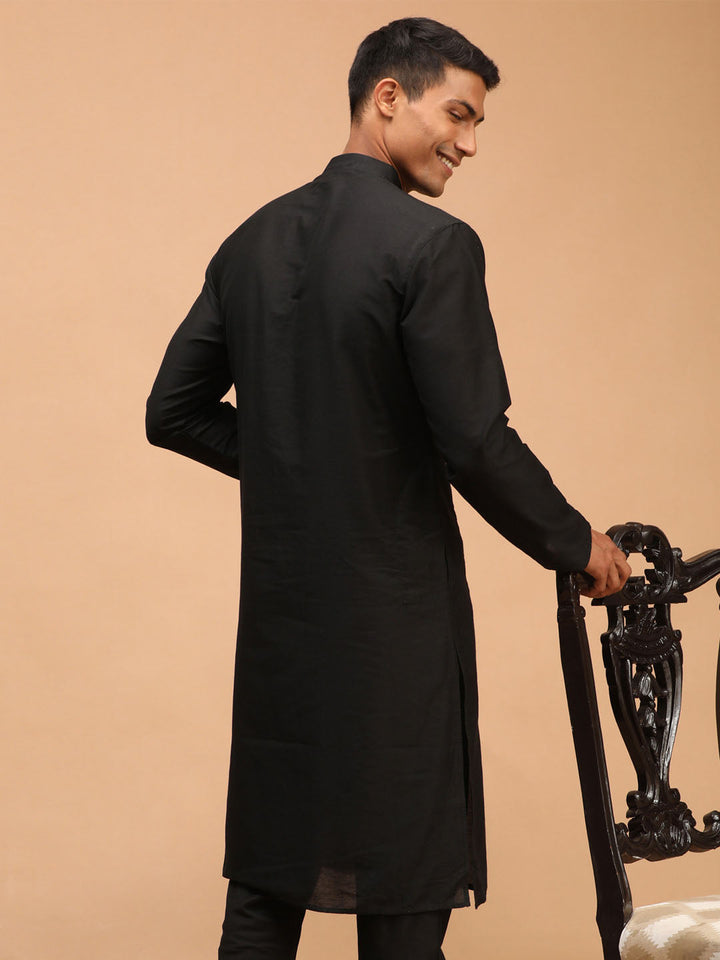 SHRESTHA By VASTRAMAY Men's Black Viscose Kurta