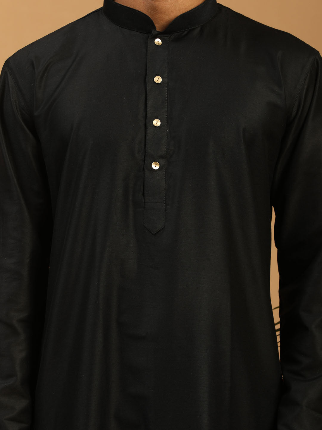 Vastramay Men's Black Viscose Kurta With Pant Set