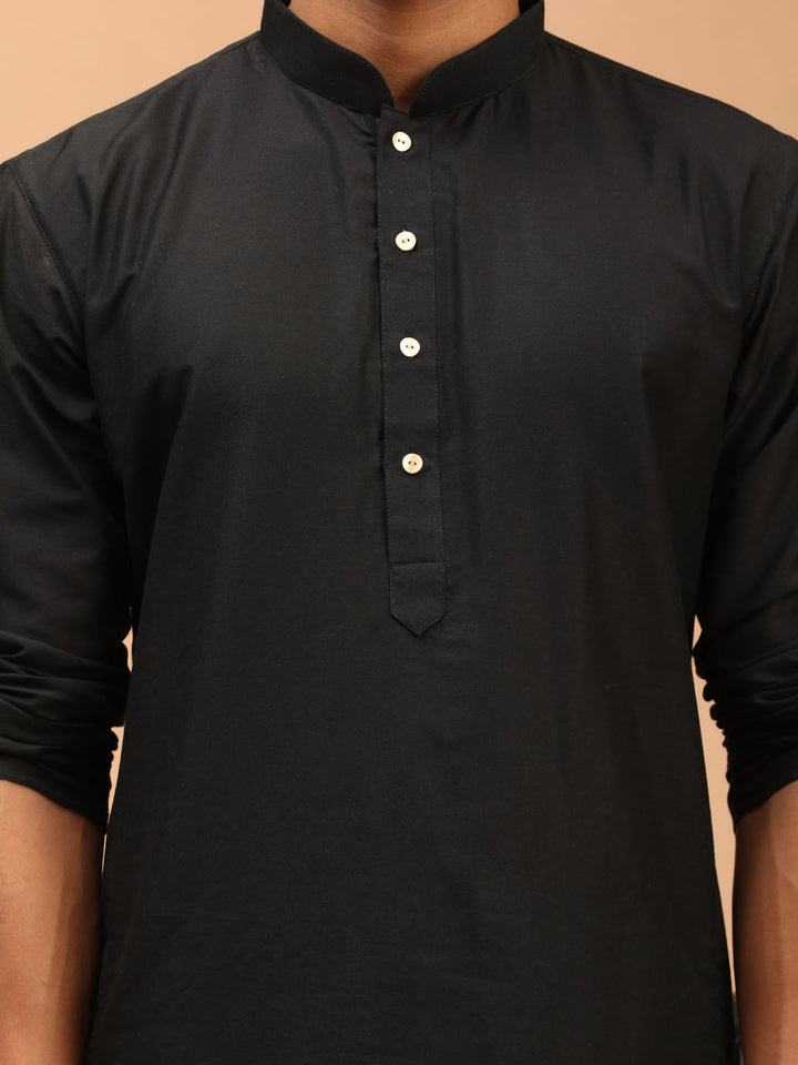 Vastramay Men's Black Viscose Kurta Pyjama Set