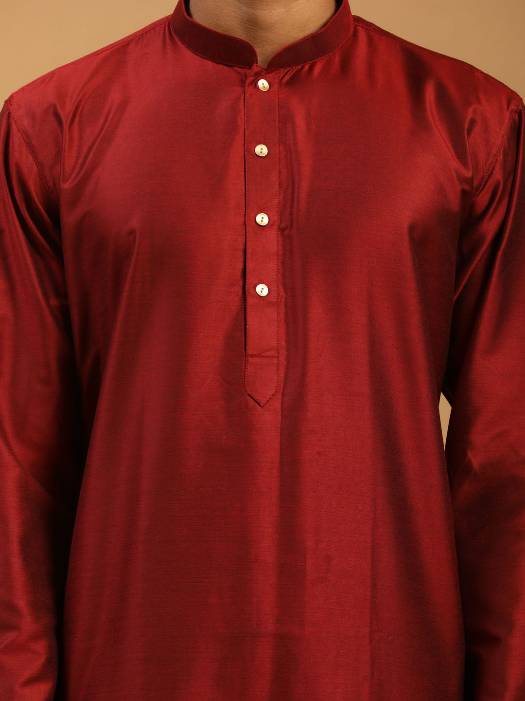 Vastramay Men's Maroon Viscose Kurta With Pant Set