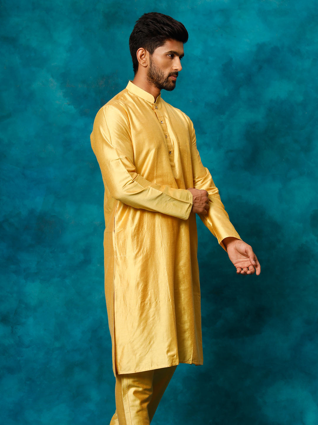 SHRESTHA By VASTRAMAY Men's Mustard Viscose Kurta