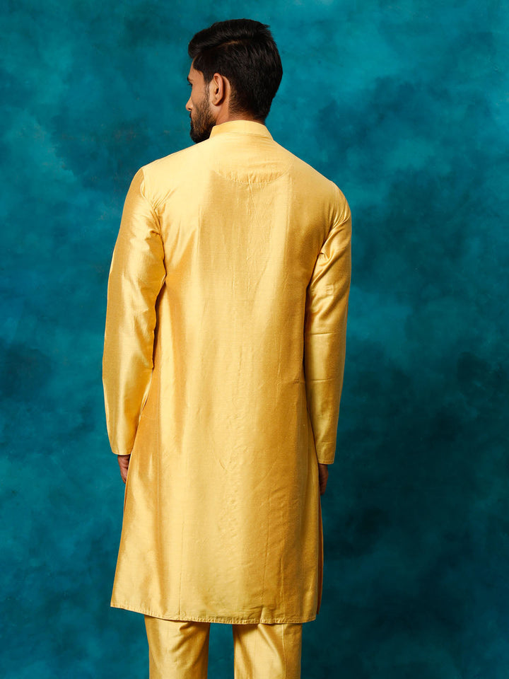 SHRESTHA By VASTRAMAY Men's Mustard Viscose Kurta