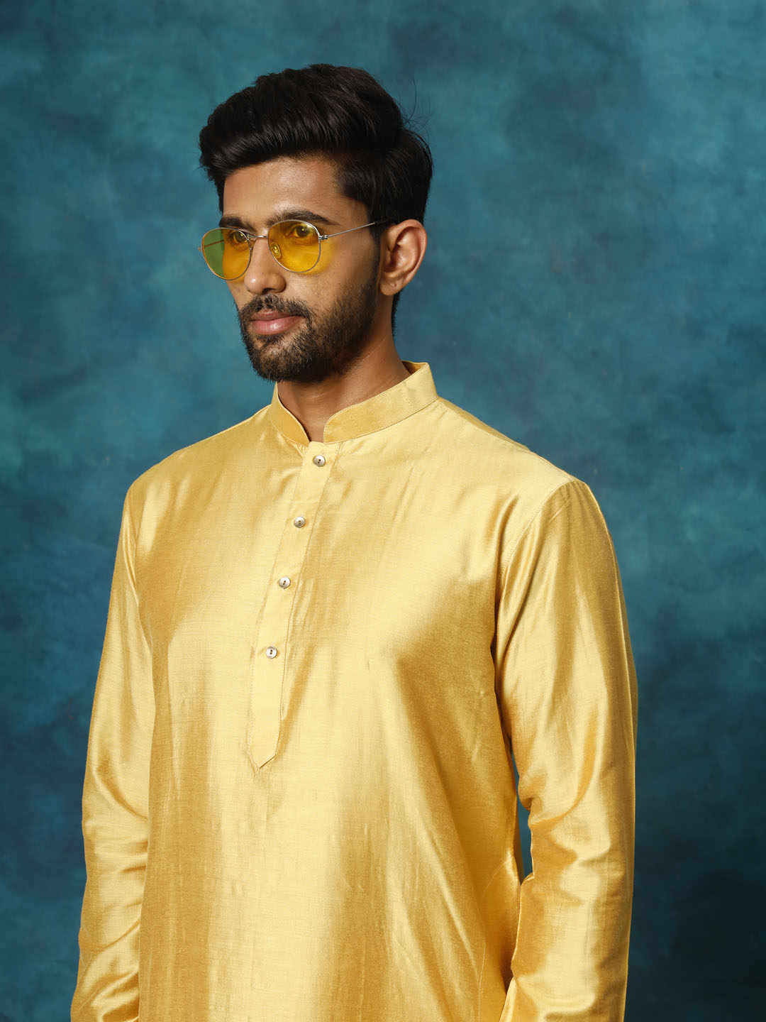 SHRESTHA By VASTRAMAY Men's Mustard Viscose Kurta