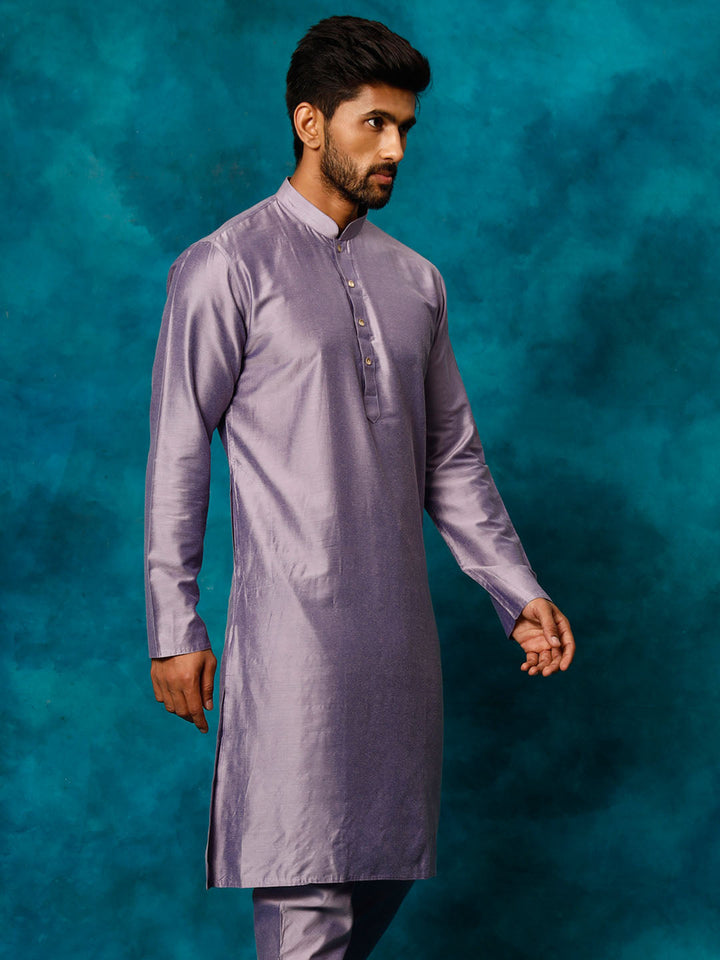 SHRESTHA By VASTRAMAY Men's Purple Viscose Kurta