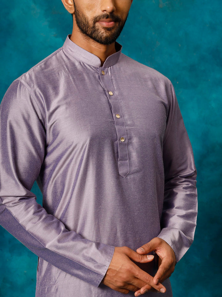 SHRESTHA By VASTRAMAY Men's Purple Viscose Kurta