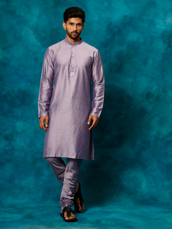 SHRESTHA By VASTRAMAY Men's Purple Viscose Kurta