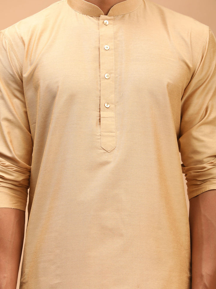 SHRESTHA By VASTRAMAY Men's Rose Gold Viscose Kurta