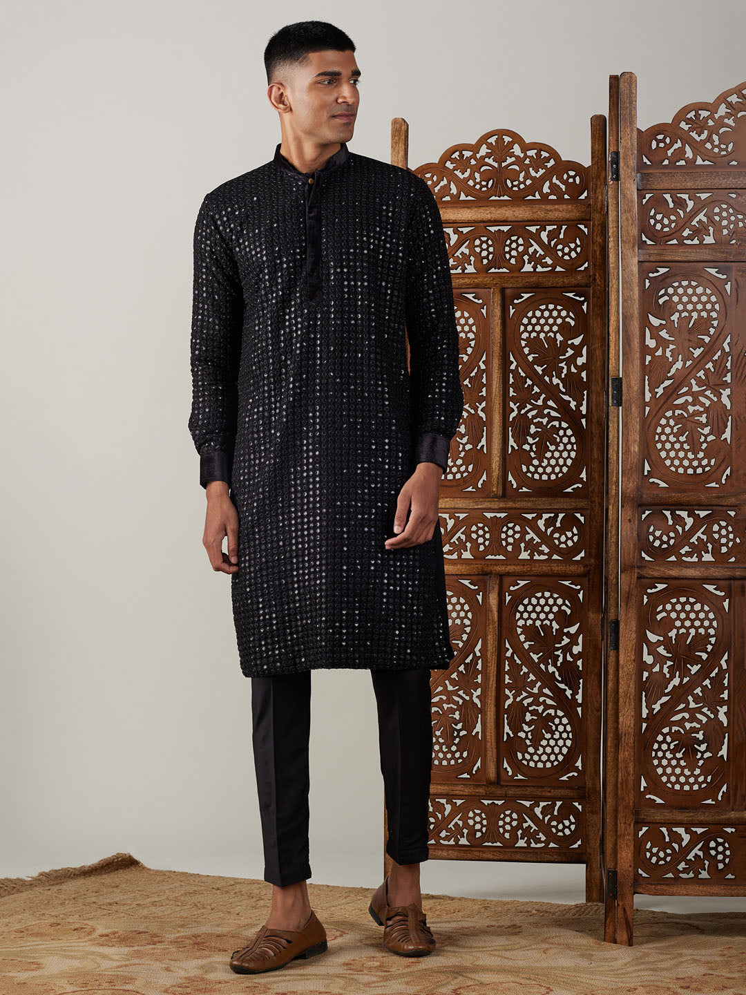 Traditional Indian men's outfit with contemporary style