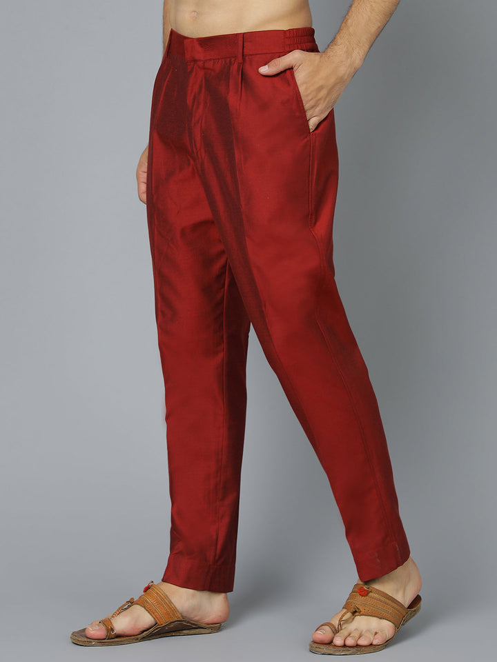 Vastramay Men's Maroon Viscose Pant Style Pyjama Set