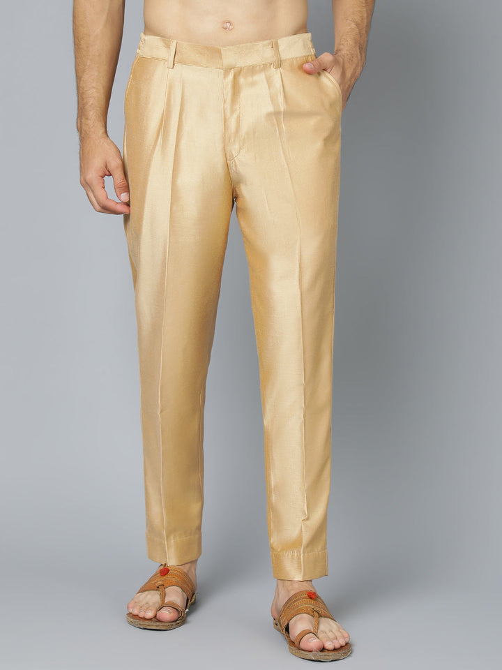 Vastramay Men's Rose Gold Viscose Pant Style Pyjama Set