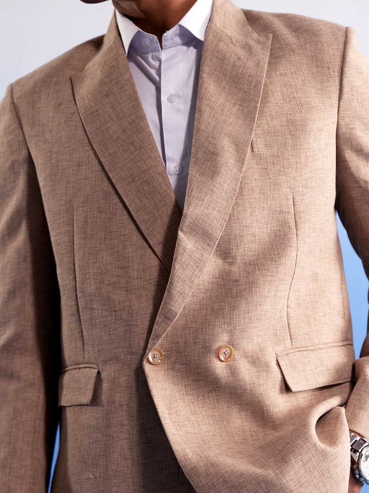 Vastramay Men's Beige Jute Cotton Blazer