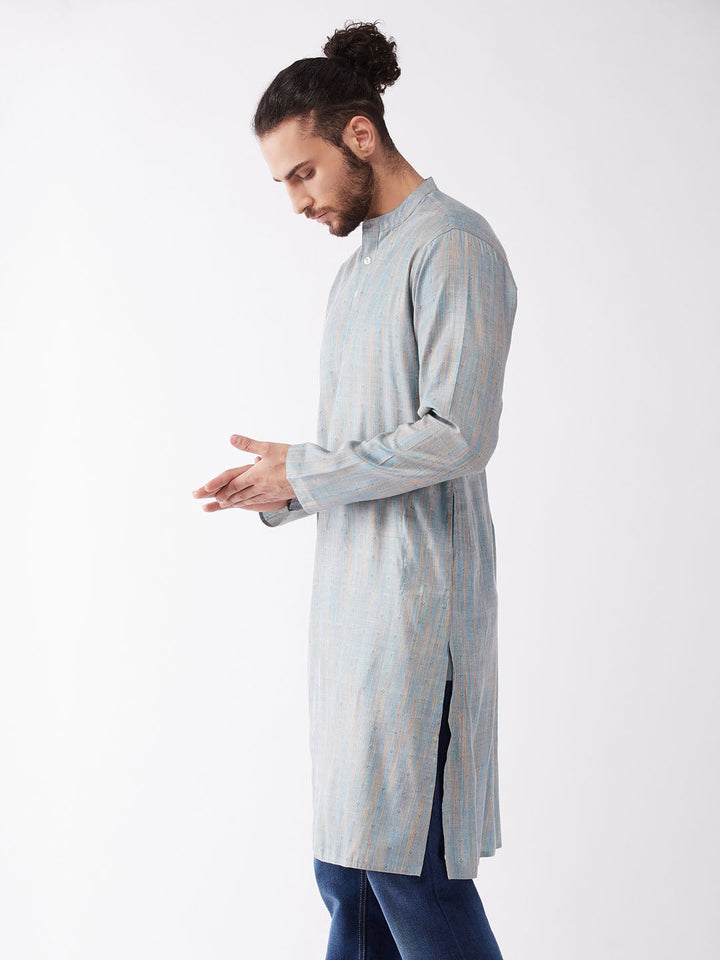 SHVAAS by VASTRAMAY Men's Blue Cotton Kurta