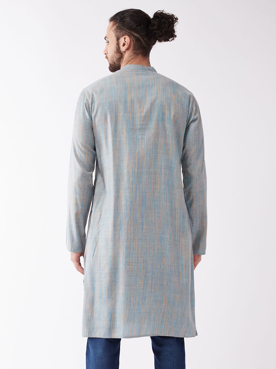 SHVAAS by VASTRAMAY Men's Blue Cotton Kurta