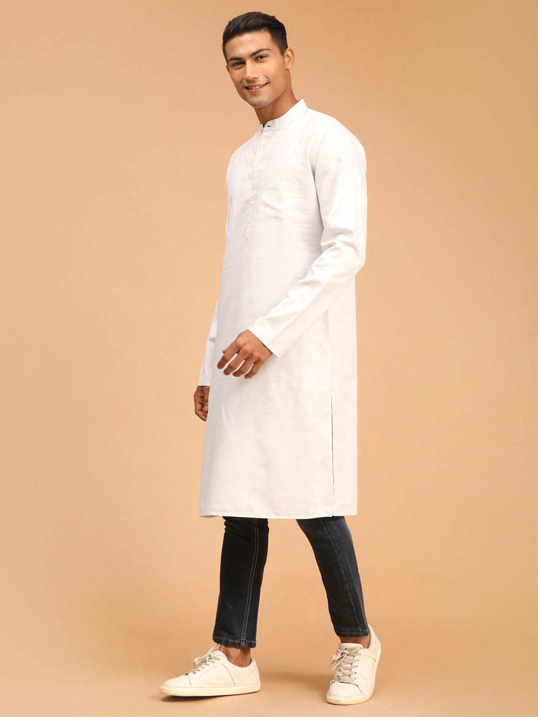 SHVAAS By VASTRAMAY Men's Grey Organic Cotton Kurta