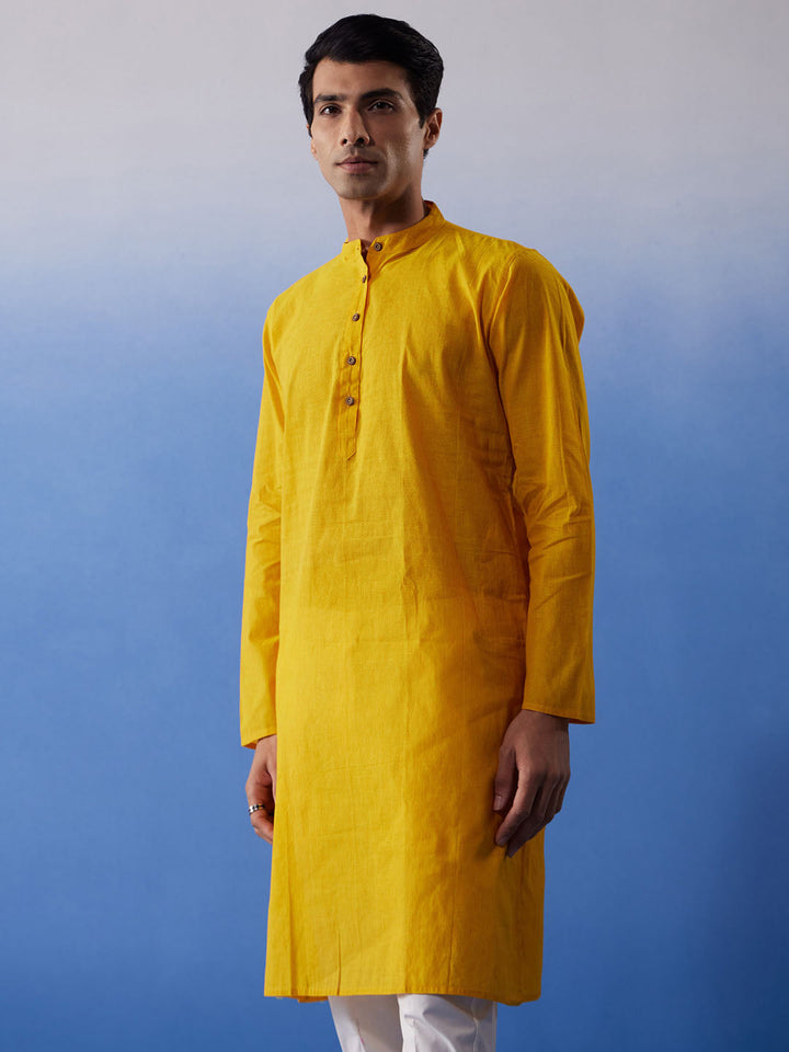 SHVAAS By VASTRAMAY Men's Mustard Pure Cotton Handloom Kurta