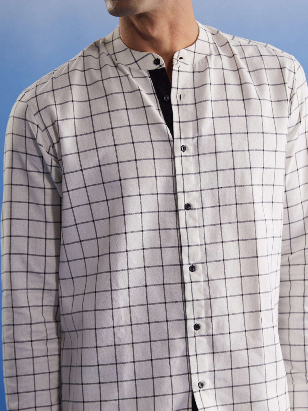  VASTRAMAY Men's White Checked Shirt made with Soft and Breathable Cotton Fabric