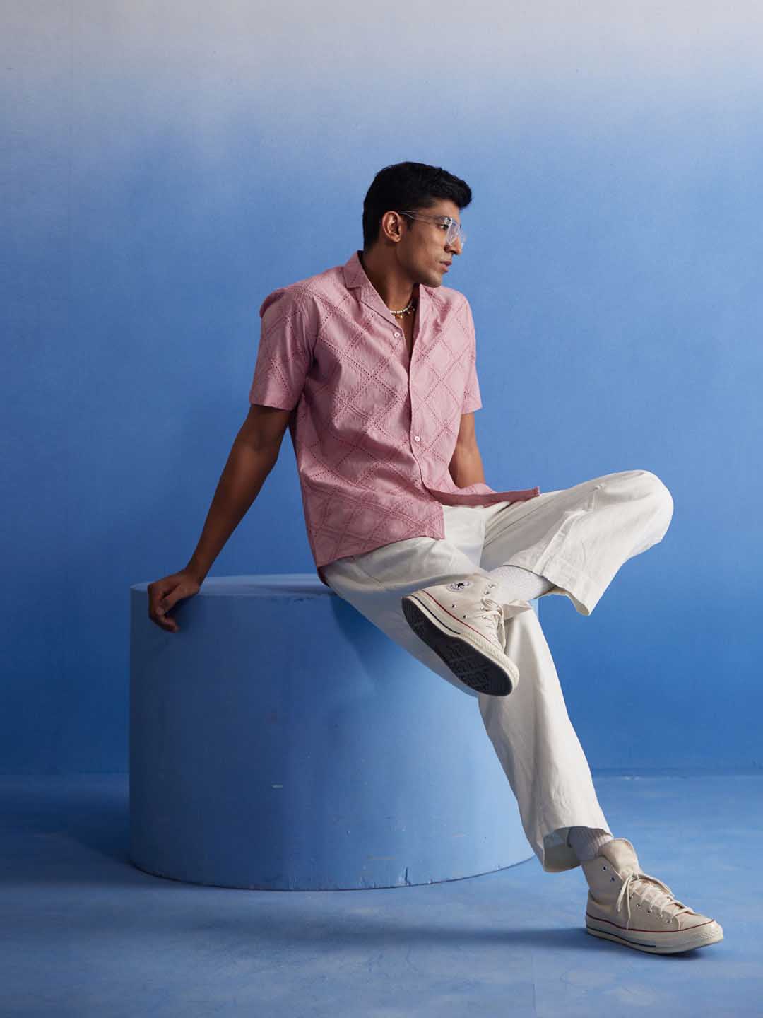 High-quality Vastramay Men's Pink Hakooba Shirt made from soft and breathable fabric