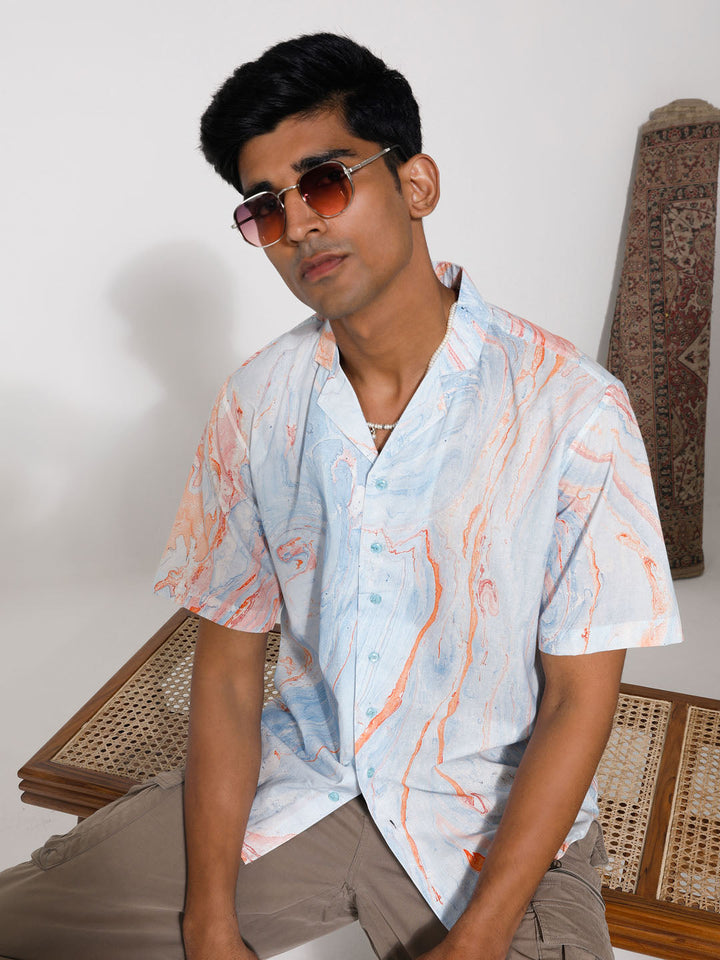 VASTRAMAY Men's MultiColour Cotton Ethnic Shirt with traditional Indian patterns