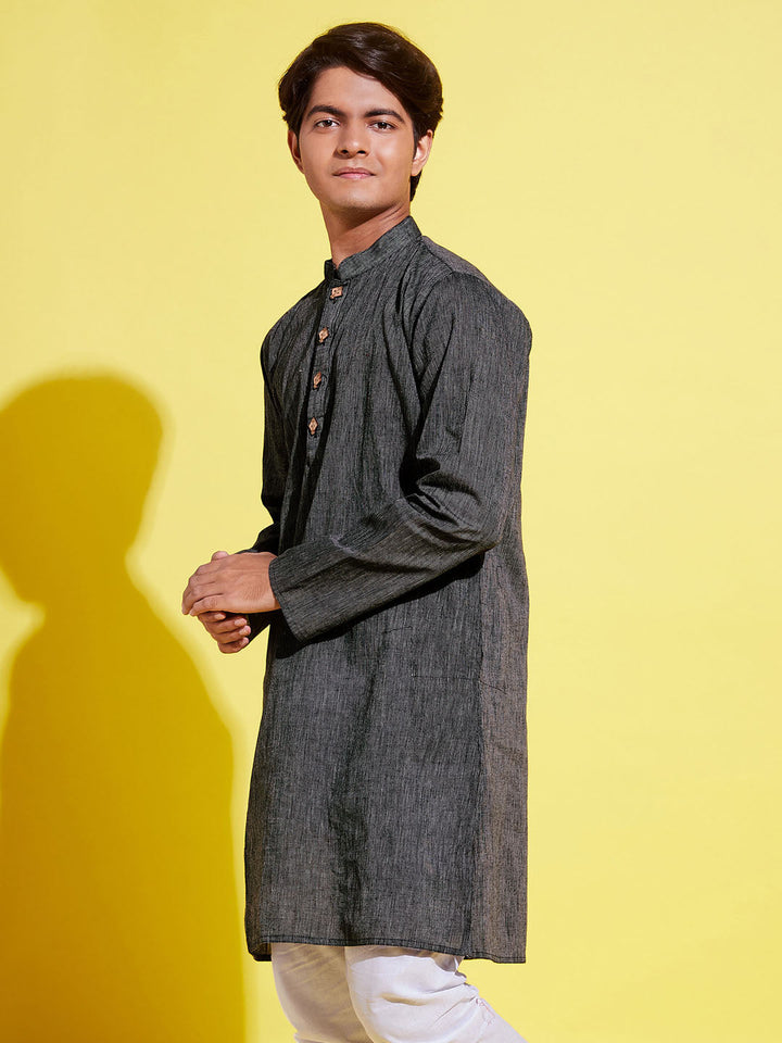 VASTRAMAY Boy's Black Cotton Kurta