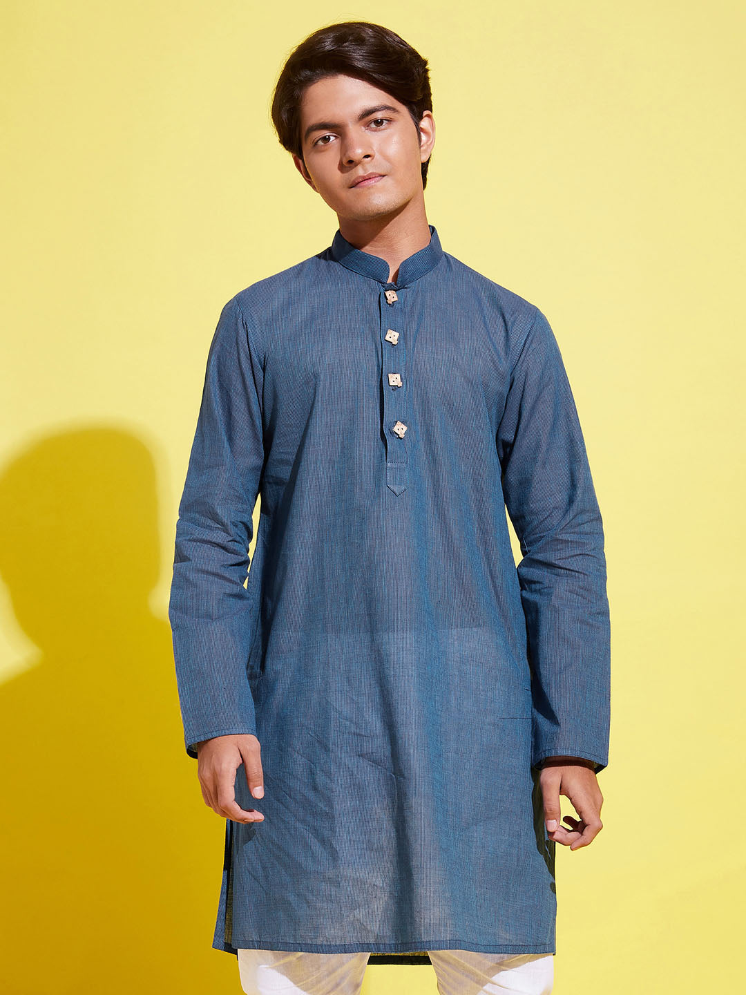 VASTRAMAY Boy's Blue Cotton Kurta