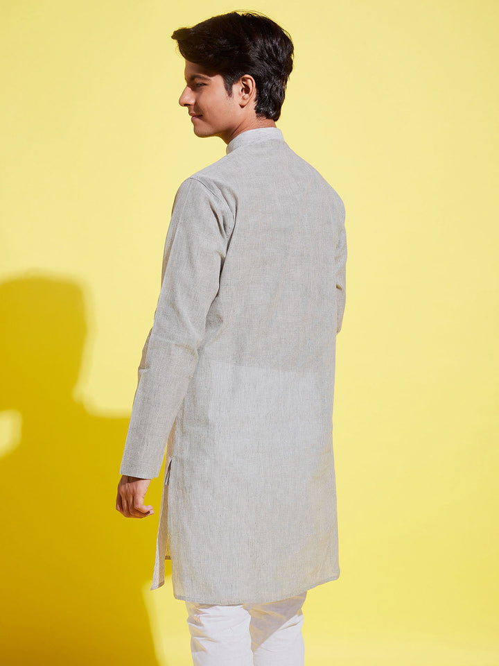 VASTRAMAY Boy's Grey Cotton Kurta